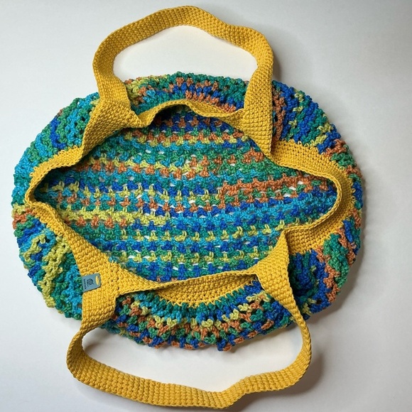 Large Crochet Mesh Market Bag Cotton and Acrylic Handcrafted Handmade Reusable - Picture 13 of 16